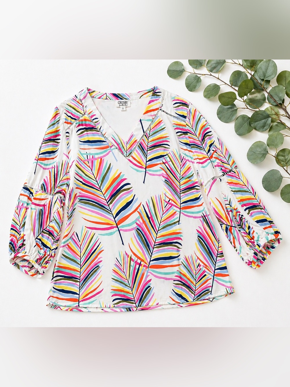 Crosby by Mollie Burch Palm Print Blouse | Preppy Coastal Chic